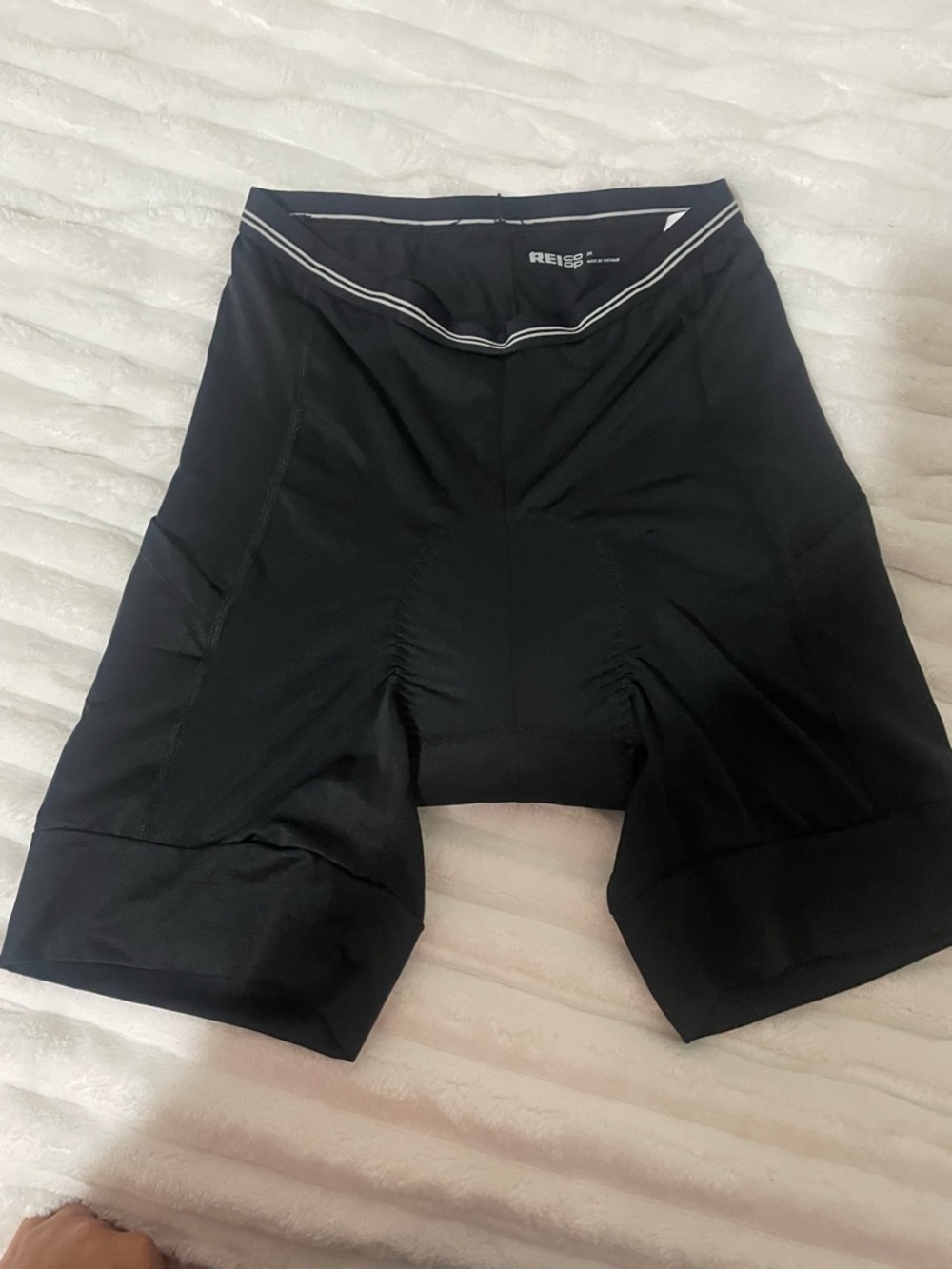 REI Co-op Black Performance Cycling Shorts with Stripe Waistband